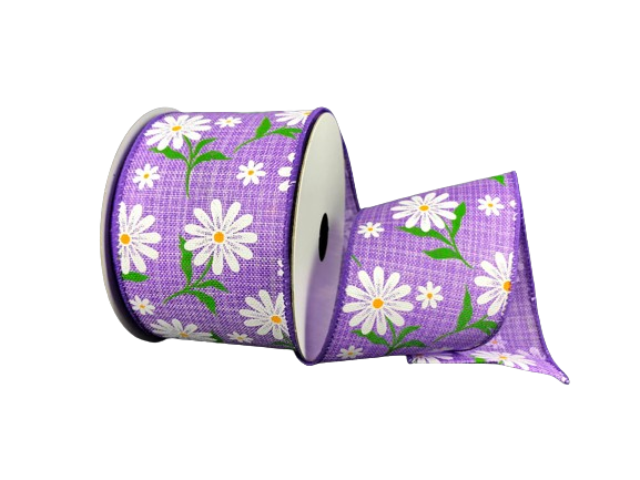 2.5" Lavender Daisy Spring Ribbon