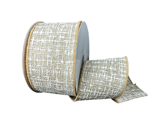 2.5" Natural & White Tweed Ribbon
