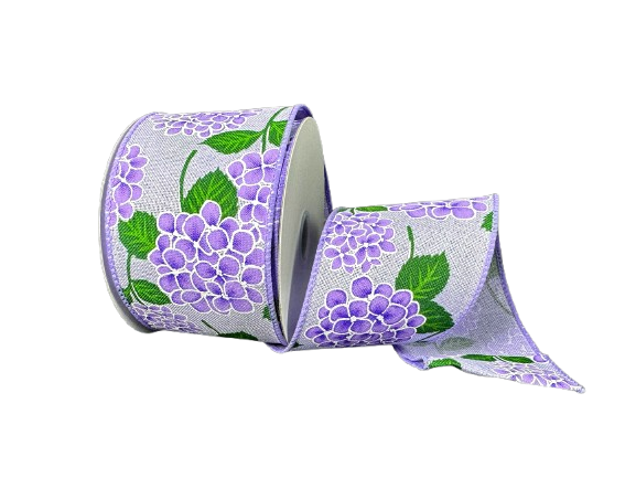 2.5" Purple Hydrangeas Ribbon