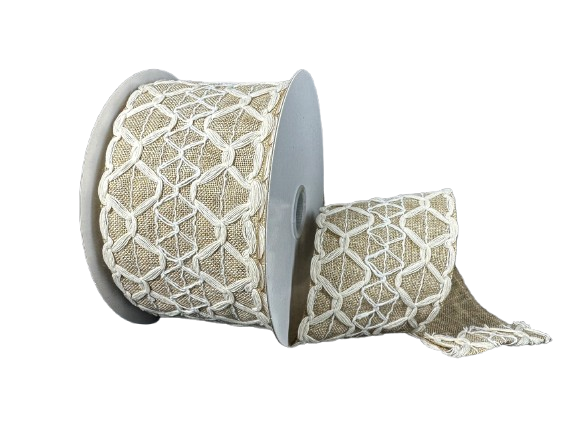 2.5" Ivory Scallop Burlap Ribbon