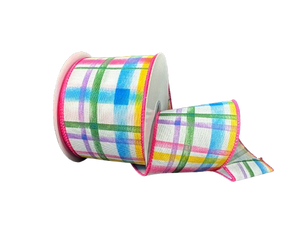 2.5" Spring Watercolor Plaid Ribbon
