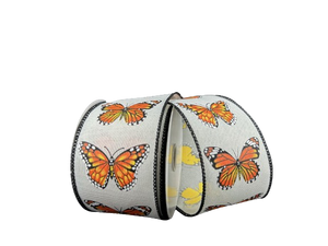 2.5" Ivory Monarch Butterfly Ribbon