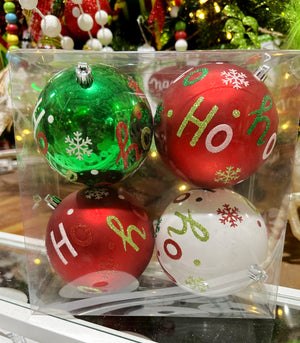 Ho Ho Ho Boxed Ball Ornaments Set