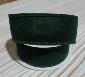 1.5" Hunter Green Velvet Laser Edge Ribbon
