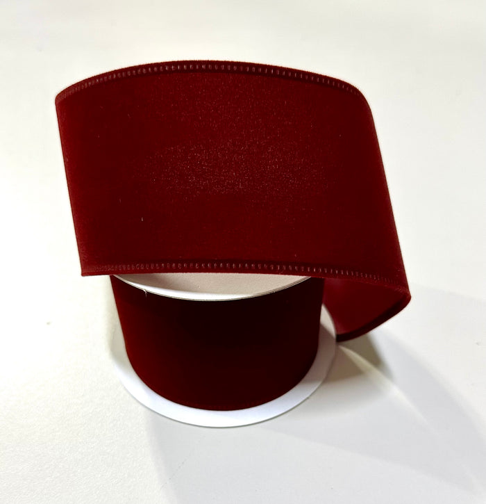 2.5" Burgundy Velvet Lase Edge Ribbon
