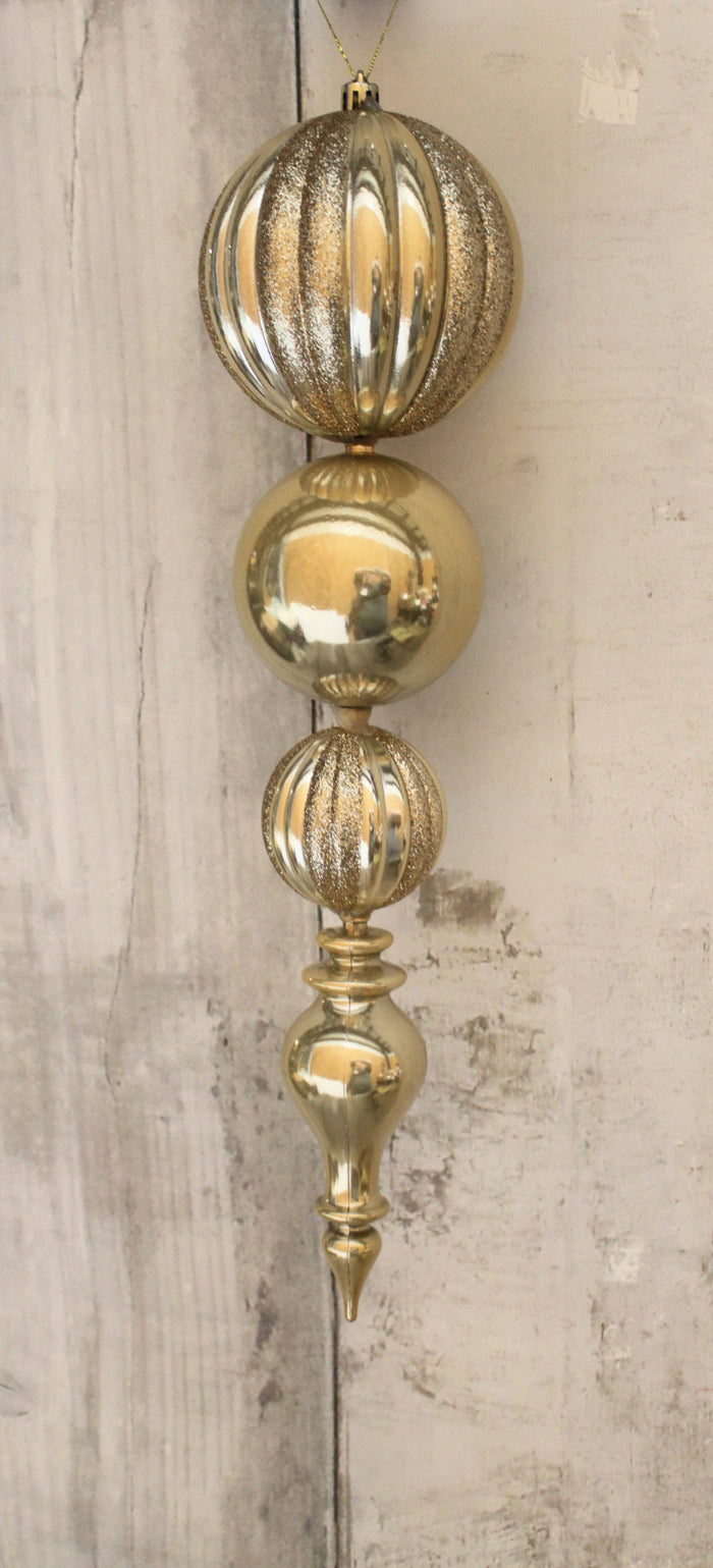 16" Champagne Finial Ball Ornament