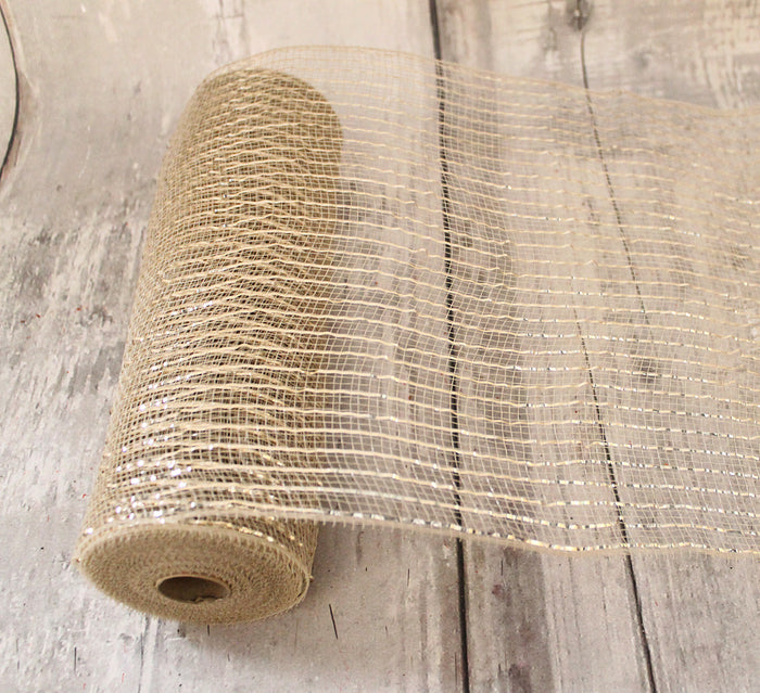10" Champagne Metallic Deco Mesh