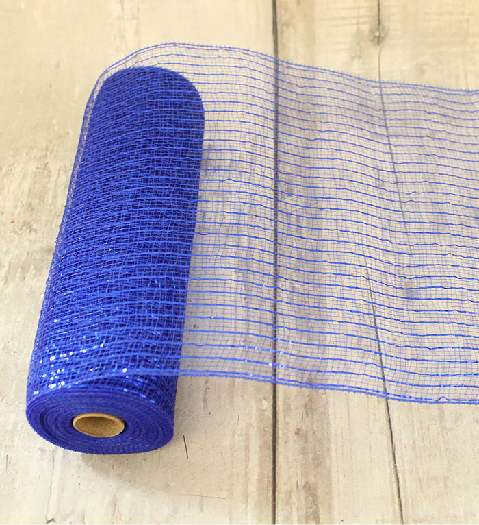 10" Royal Blue Metallic Deco Mesh