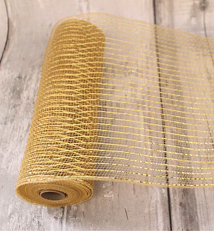 10" Gold Metallic Deco Mesh