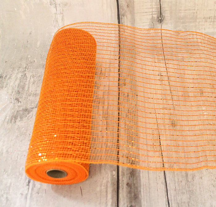 10" Orange Metallic Deco Mesh