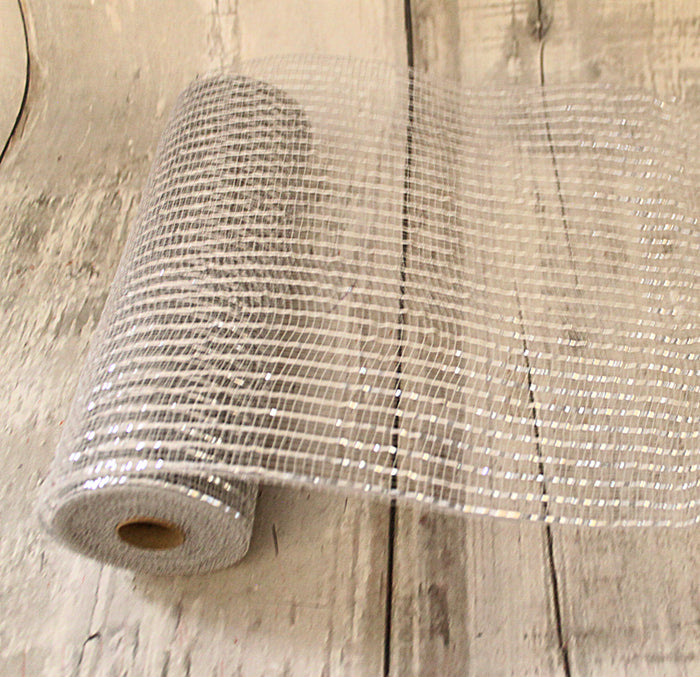 10" Silver Metallic Deco Mesh