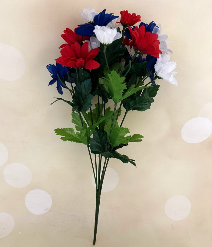 17" Patriotic Daisy Bush