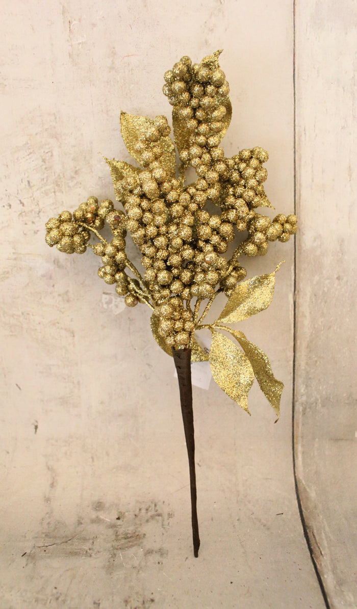 16" Gold Holly & Berry Pick