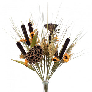 18" Fall Lotus Pod Cattail Bush