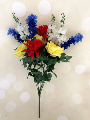 20" Mixed Gerbera, Ranunculus & Delphinium Bush