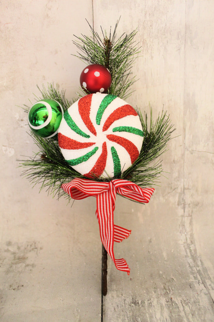 13" Christmas Candy Pine Pick