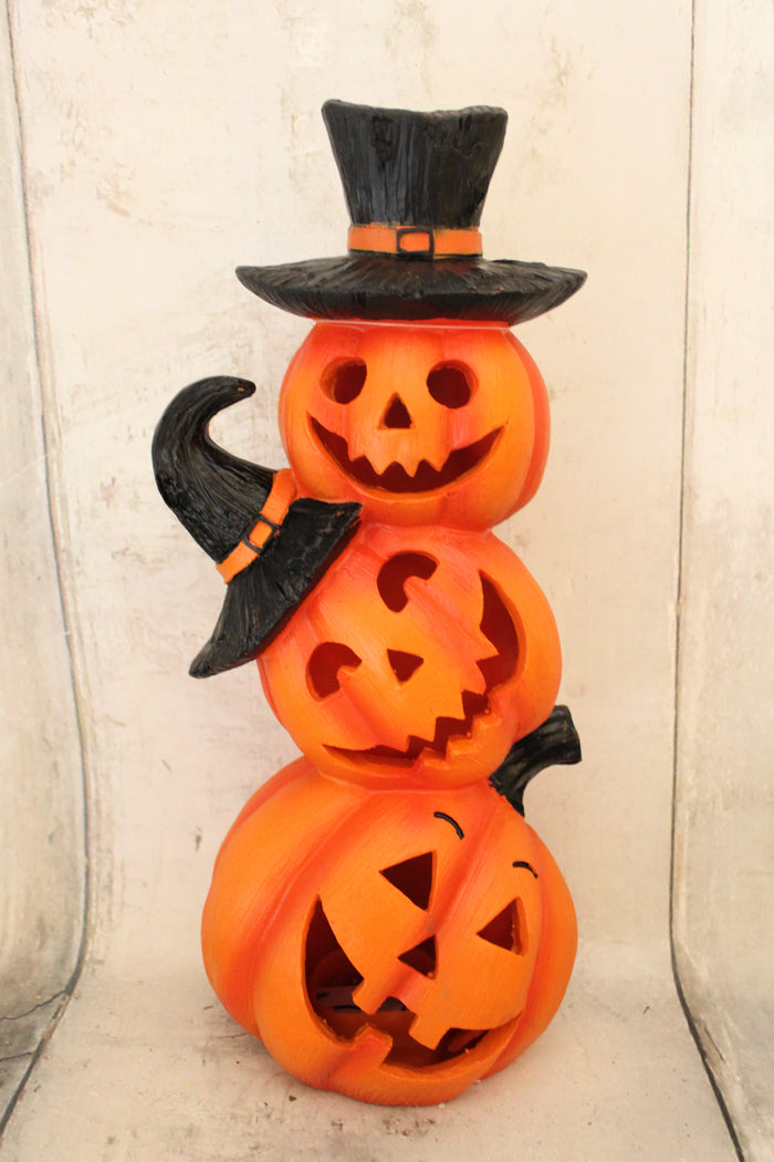 13" Jack O Lantern Stack Pumpkins