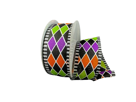 1.5" Halloween Harlequin Ribbon