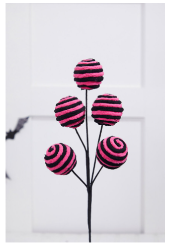 16" Pink & Black Twirl Ball Pick