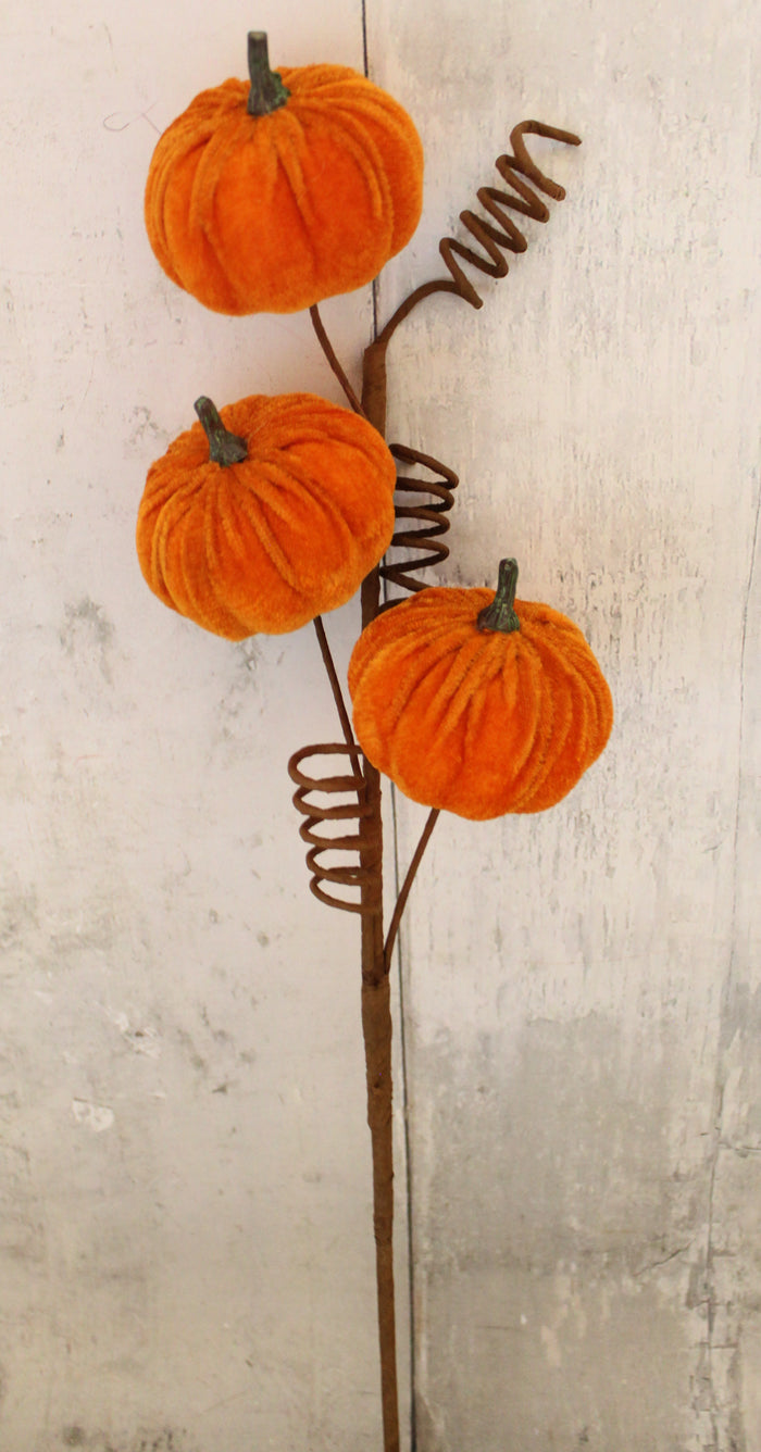 24" Velvet Orange Pumpkin Spray