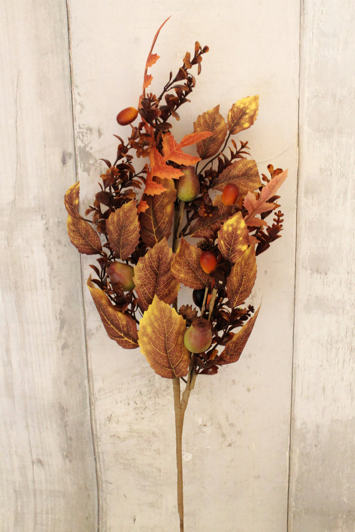 27" Mixed Fall Leaves, Berries and Pods Spray