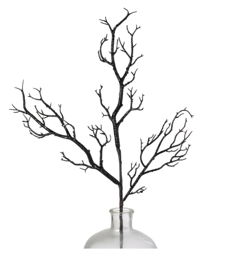 31" Black Glitter Twig Spray
