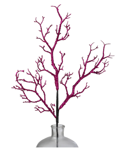 31" Hot Pink Glitter Twig Spray