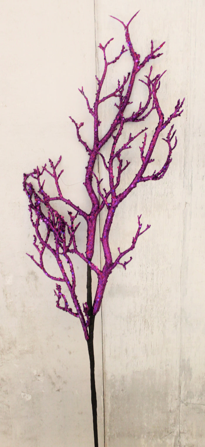 31" Purple Glitter Twig Spray