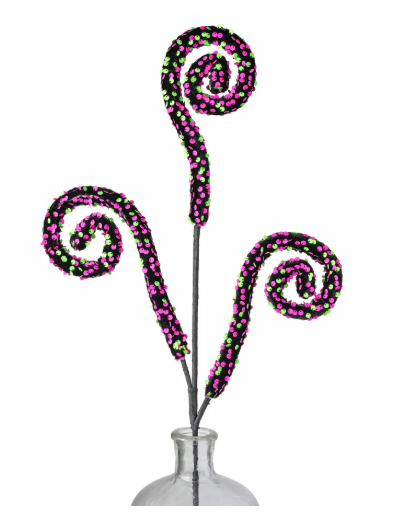 28" Lime & Hot Pink Sequin Spiral Curly Spray