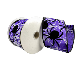 2.5" Spooky Spiders Purple Halloween Ribbon