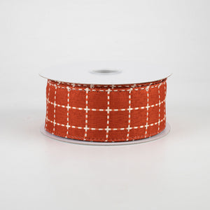1.5" Dark Orange & White Plaid Ribbon