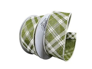 1.5" Fall Moss & Cream Ribbon