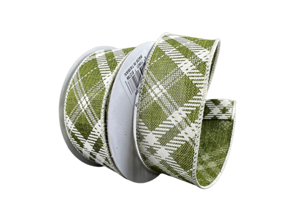 1.5" Fall Moss & Cream Ribbon