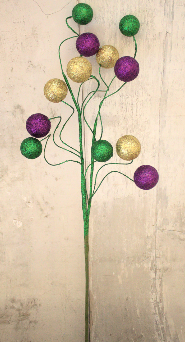 24" Mardi Gras Glitter Ball Spray