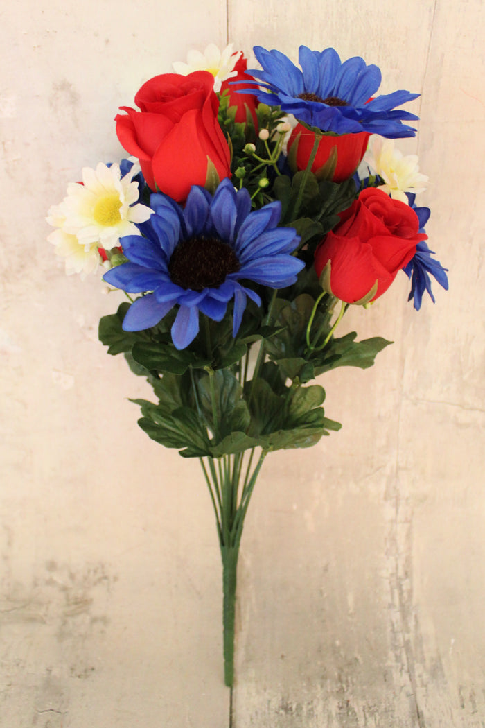 17" Patriotic Sunflower Rose Daisy Bush