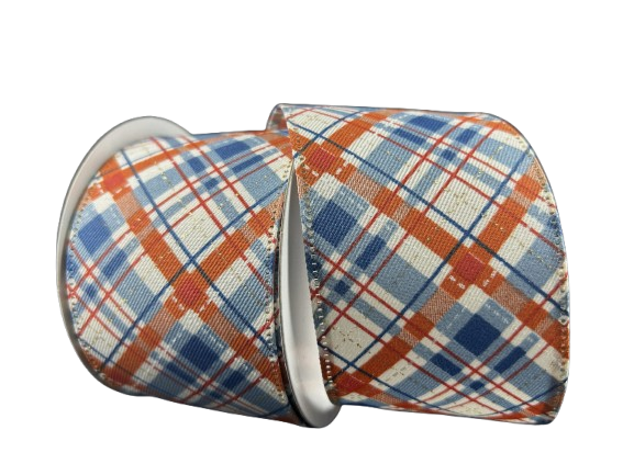 2.5" Fall Blues Argyle Plaid Ribbon