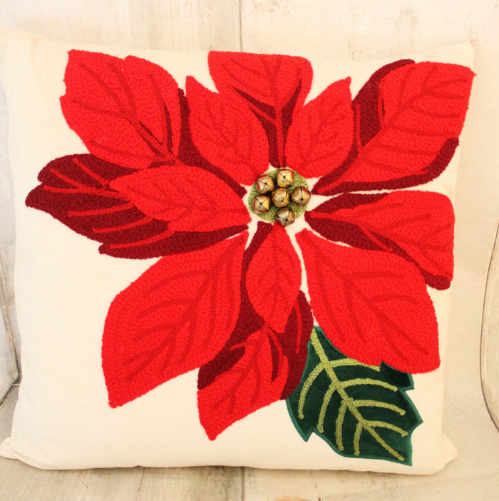 15" Poinsettia Pillow