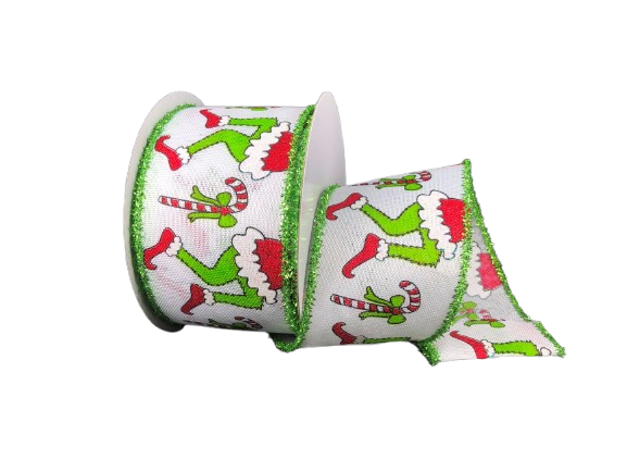 2.5" Grinch Legs Christmas Ribbon