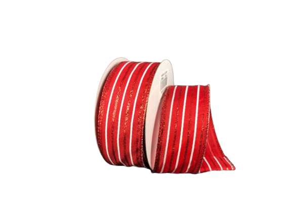 1.5 Thin Red & White Glitter Stripes Christmas Ribbon – Ellis Home & Garden