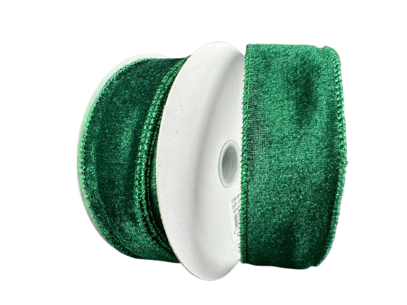 1.5" Emerald Green Lush Velvet Ribbon