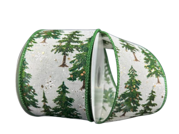2.5" Snowdrift Trees Christmas Ribbon