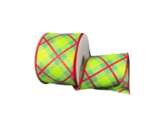 2.5" Red & Lime Green Georgina Plaid Ribbon