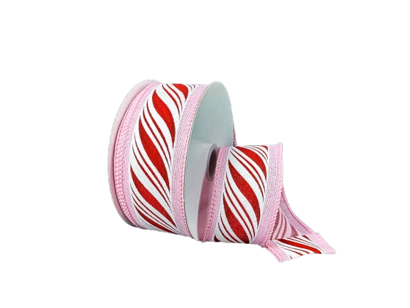 1.5" Red & White Candy Cane Ribbon