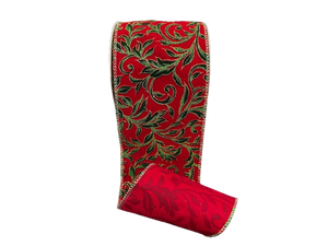 2.5" Christmas Vines Velvet Ribbon