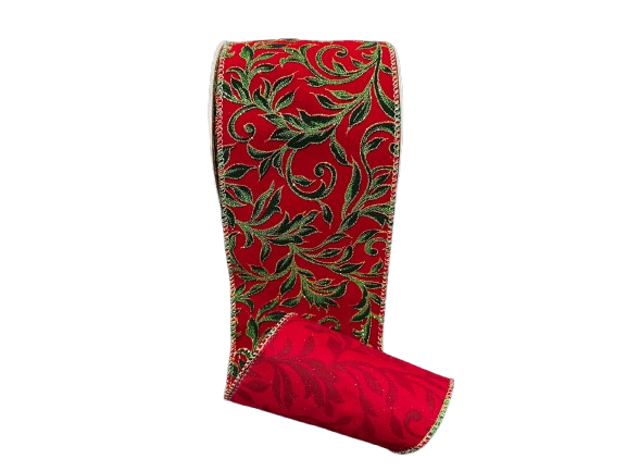 4" Christmas Vines Velvet Ribbon