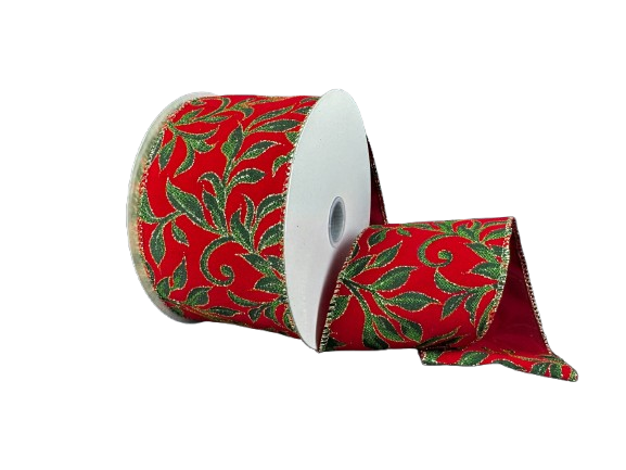 2.5" Christmas Vines Velvet Ribbon