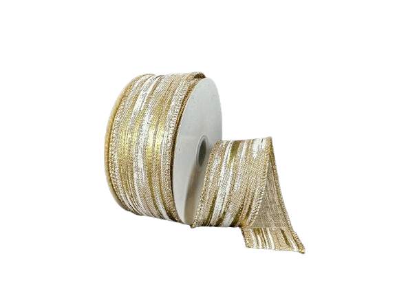 1.5" Cream & Gold Vertical Streaks Ribbon