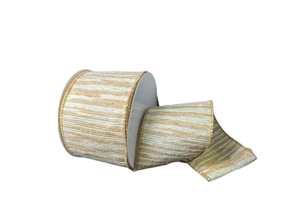 2.5" White & Tan Ribbed Ombre Ribbon