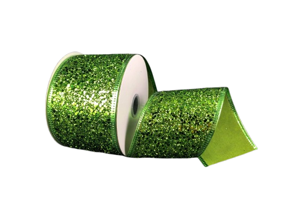 2.5" Super Glitter Lime Green Ribbon