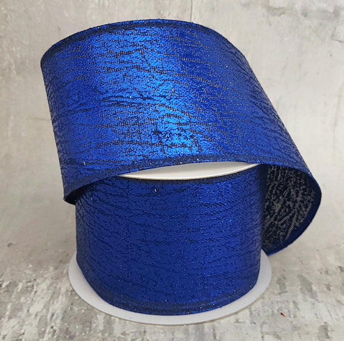 2.5" Dark Blue Crackle Lame Christmas Ribbon